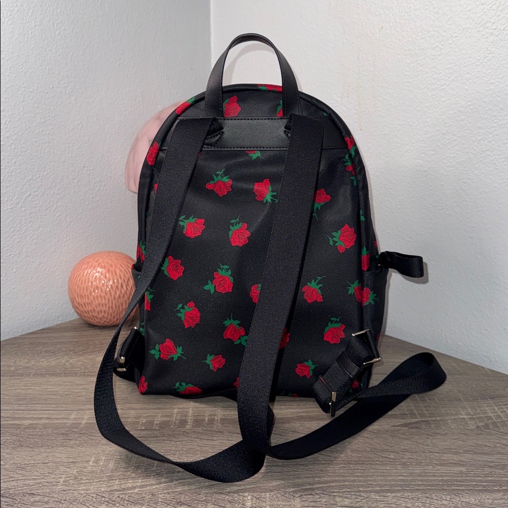 Kate Spade Black Rose Pattern Backpack - Picture 4 of 14